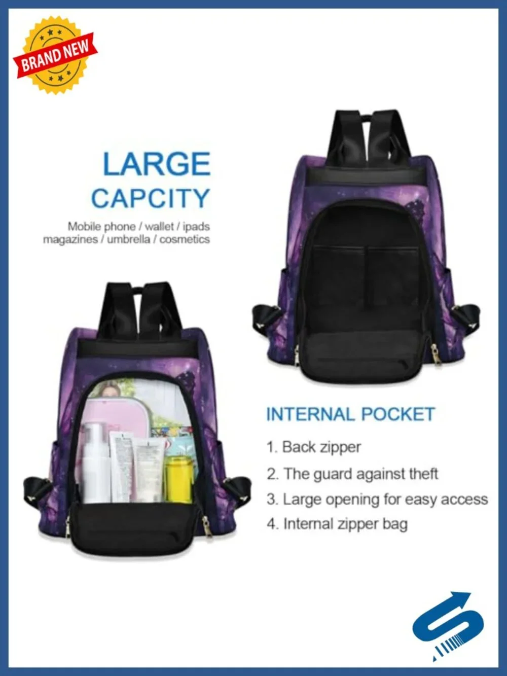Anti Theft Backpack Large Fashion Travel Shoulder Bag Rucksack Lightweight